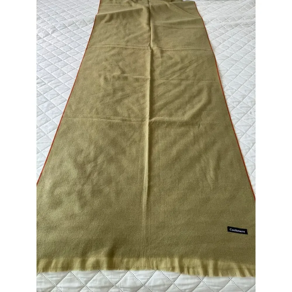 Cashmere Sage Green Fringe Scarf Wrap Shawl Olive Green Soft Winter Unisex